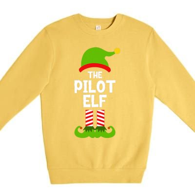 Funny The Pilot Elf Christmas Matching Family Party Premium Crewneck Sweatshirt