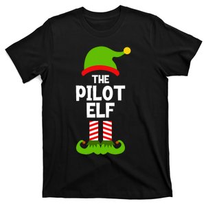 Funny The Pilot Elf Christmas Matching Family Party T-Shirt