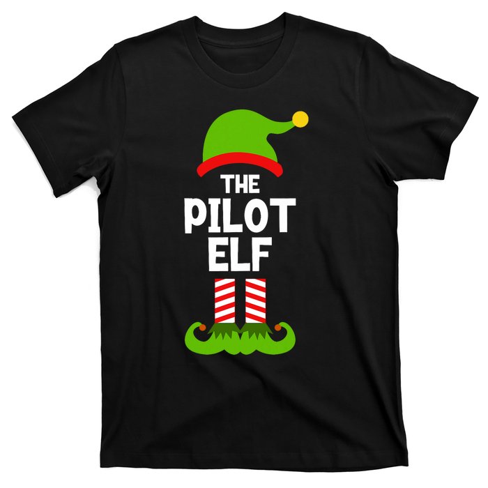 Funny The Pilot Elf Christmas Matching Family Party T-Shirt