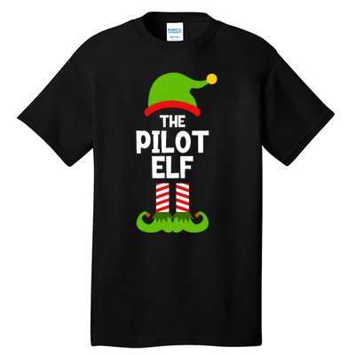 Funny The Pilot Elf Christmas Matching Family Party Tall T-Shirt