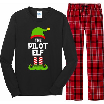 Funny The Pilot Elf Christmas Matching Family Party Long Sleeve Pajama Set