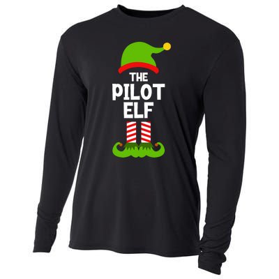 Funny The Pilot Elf Christmas Matching Family Party Cooling Performance Long Sleeve Crew