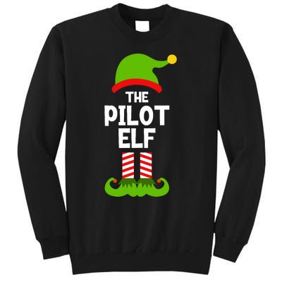 Funny The Pilot Elf Christmas Matching Family Party Tall Sweatshirt