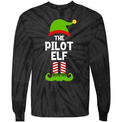 Funny The Pilot Elf Christmas Matching Family Party Tie-Dye Long Sleeve Shirt