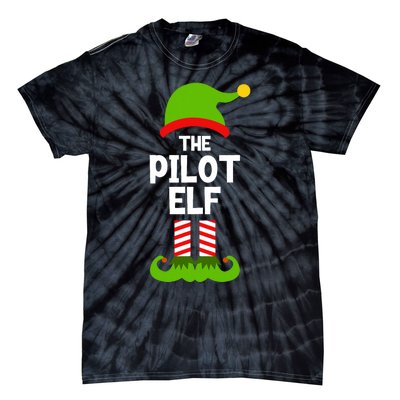 Funny The Pilot Elf Christmas Matching Family Party Tie-Dye T-Shirt