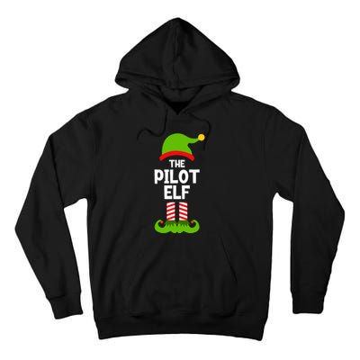 Funny The Pilot Elf Christmas Matching Family Party Tall Hoodie