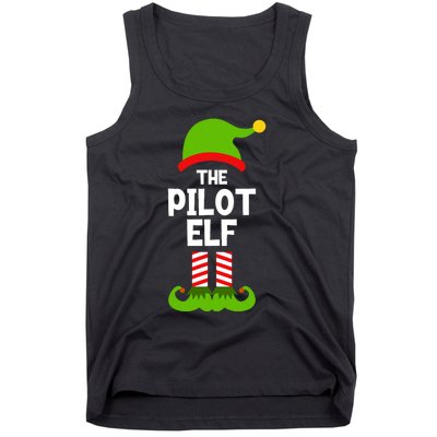 Funny The Pilot Elf Christmas Matching Family Party Tank Top