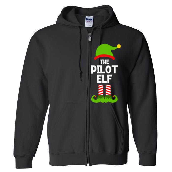 Funny The Pilot Elf Christmas Matching Family Party Full Zip Hoodie