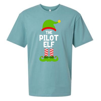 Funny The Pilot Elf Christmas Matching Family Party Sueded Cloud Jersey T-Shirt