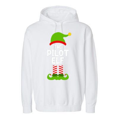 Funny The Pilot Elf Christmas Matching Family Party Garment-Dyed Fleece Hoodie