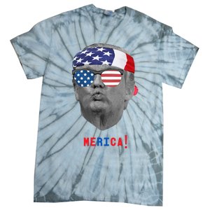 Funny Trump Pucker Face Merica Usa Flag Sunglasses Tie-Dye T-Shirt