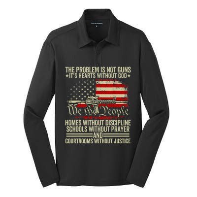 Funny The Problem Is Not Guns ItS Hearts Without God Silk Touch Performance Long Sleeve Polo