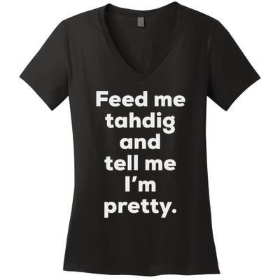 Funny Tahdig Persian Food Iran Iranian Foodie Gift Women's V-Neck T-Shirt