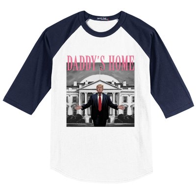 Funny Trump Pink Daddys Home Trump 2024 Gift Baseball Sleeve Shirt