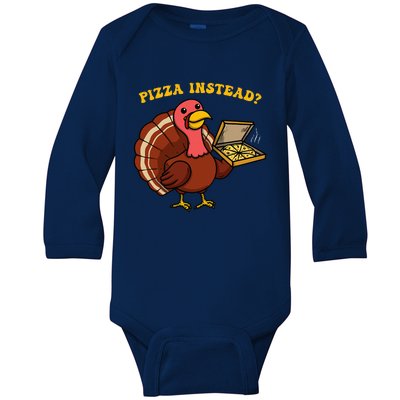 Funny Thanksgiving Pizza Instead Turkey Baby Long Sleeve Bodysuit