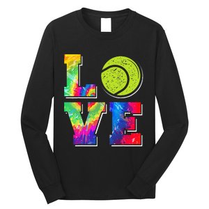 Funny Tennis Player Racket Tie Dye Love Long Sleeve Shirt