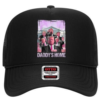 Funny Trump Pink Daddys Home Trump 2024 High Crown Mesh Back Trucker Hat