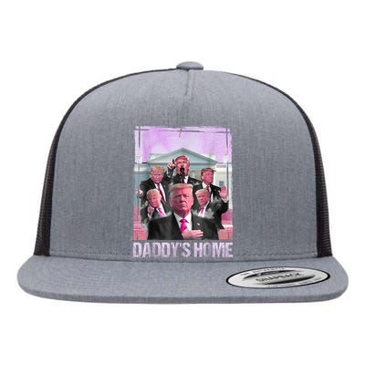 Funny Trump Pink Daddys Home Trump 2024 Flat Bill Trucker Hat