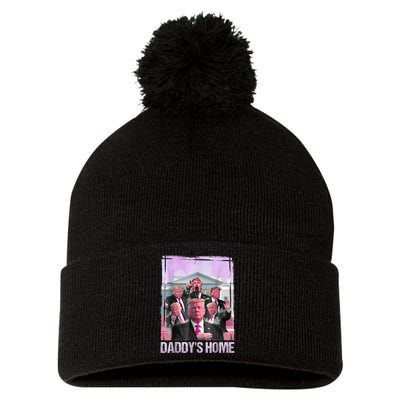 Funny Trump Pink Daddys Home Trump 2024 Pom Pom 12in Knit Beanie