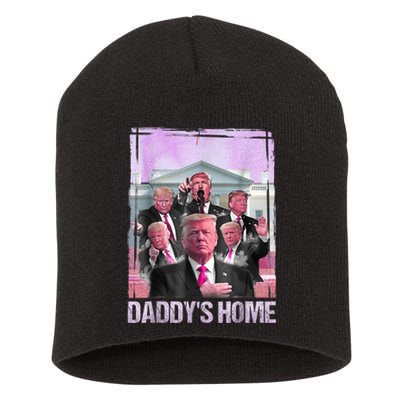 Funny Trump Pink Daddys Home Trump 2024 Short Acrylic Beanie