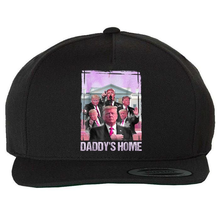 Funny Trump Pink Daddys Home Trump 2024 Wool Snapback Cap