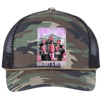 Funny Trump Pink Daddys Home Trump 2024 Retro Rope Trucker Hat Cap