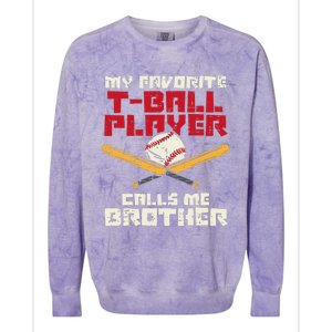 Favorite Tball Player Brother Baseball Family Colorblast Crewneck Sweatshirt