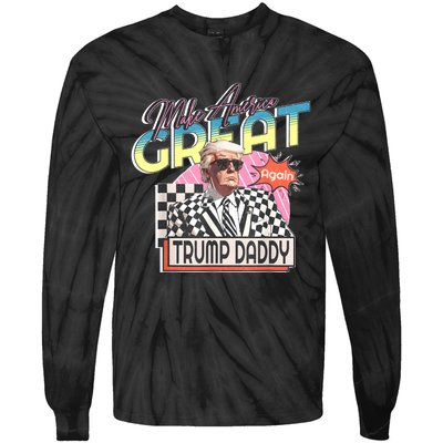 Funny Trump Pink Daddys Home Trump 2024 Take America Back Tie-Dye Long Sleeve Shirt