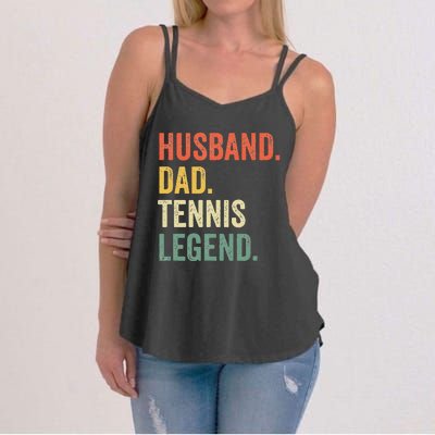 Funny Tennis Player Husband Dad Tennis Legend Vintage Women's Strappy Tank