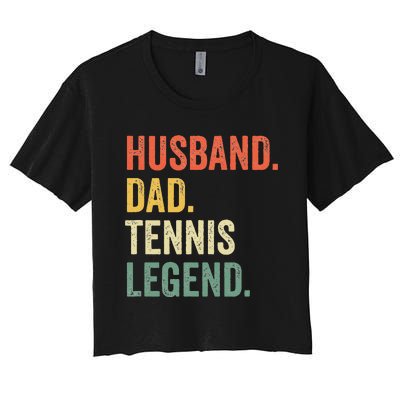 Funny Tennis Player Husband Dad Tennis Legend Vintage Women's Crop Top Tee