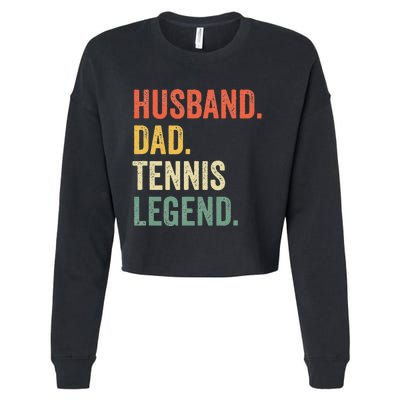 Funny Tennis Player Husband Dad Tennis Legend Vintage Cropped Pullover Crew