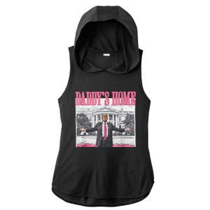 Funny Trump Pink Daddys Home  Trump 2024 Ladies PosiCharge Tri-Blend Wicking Draft Hoodie Tank