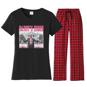 Funny Trump Pink Daddys Home  Trump 2024 Women's Flannel Pajama Set