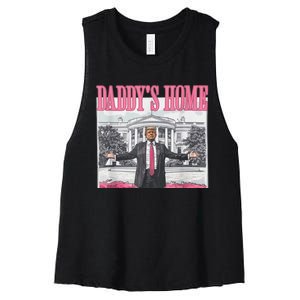 Funny Trump Pink Daddys Home  Trump 2024 Women's Racerback Cropped Tank