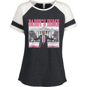 Funny Trump Pink Daddys Home  Trump 2024 Enza Ladies Jersey Colorblock Tee