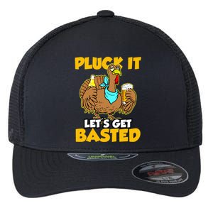 Funny Thanksgiving Pluck It Lets Get Basted Holiday Great Gift Flexfit Unipanel Trucker Cap