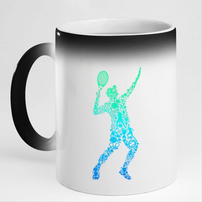 Funny Tennis Player Gift 11oz Black Color Changing Mug