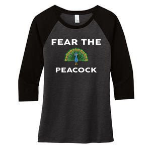 Fear The PEACOCK PEACOCKS Women's Tri-Blend 3/4-Sleeve Raglan Shirt