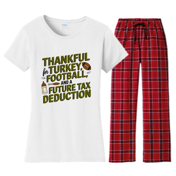 Funny Thanksgiving Pregnancy Announcement Dad To Be 2025 Women's Flannel Pajama Set