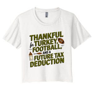 Funny Thanksgiving Pregnancy Announcement Dad To Be 2025 Women's Crop Top Tee