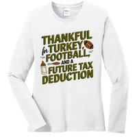 Funny Thanksgiving Pregnancy Announcement Dad To Be 2025 Ladies Long Sleeve Shirt