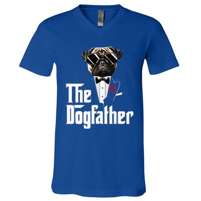 Funny The Pug Dog Father Pug Dog Dad Christmas V-Neck T-Shirt