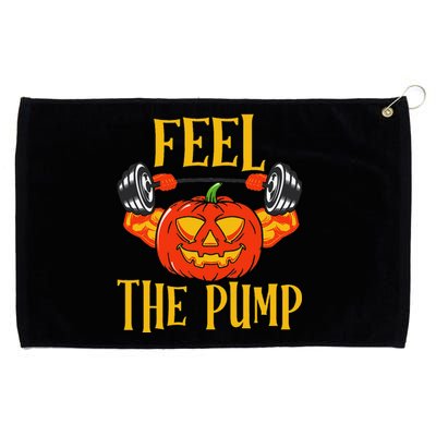 Feel The Pump Halloween Pumpkin Gym Funny Workout Lifting Grommeted Golf Towel