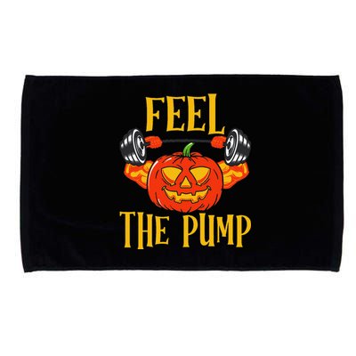 Feel The Pump Halloween Pumpkin Gym Funny Workout Lifting Microfiber Hand Towel