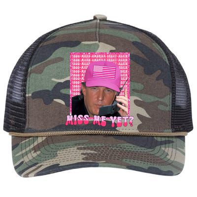 Funny Trump Pink Miss Me Yet Trump 2024 President 2024 Retro Rope Trucker Hat Cap