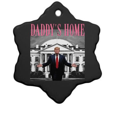 Funny Trump Pink Daddys Home  Trump 2024 Ceramic Star Ornament