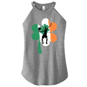 Funny Tennis Player Shamrock St Patrick's Day Ireland Flag Cute Gift Women’s Perfect Tri Rocker Tank