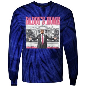 Funny Trump Pink Daddys Home  Trump 2024 Tie-Dye Long Sleeve Shirt