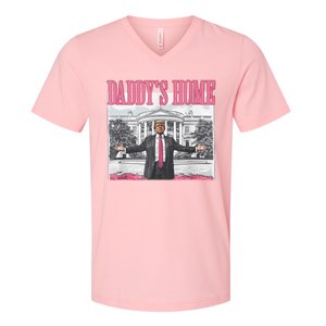 Funny Trump Pink Daddys Home  Trump 2024 V-Neck T-Shirt