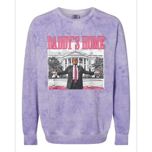 Funny Trump Pink Daddys Home  Trump 2024 Colorblast Crewneck Sweatshirt